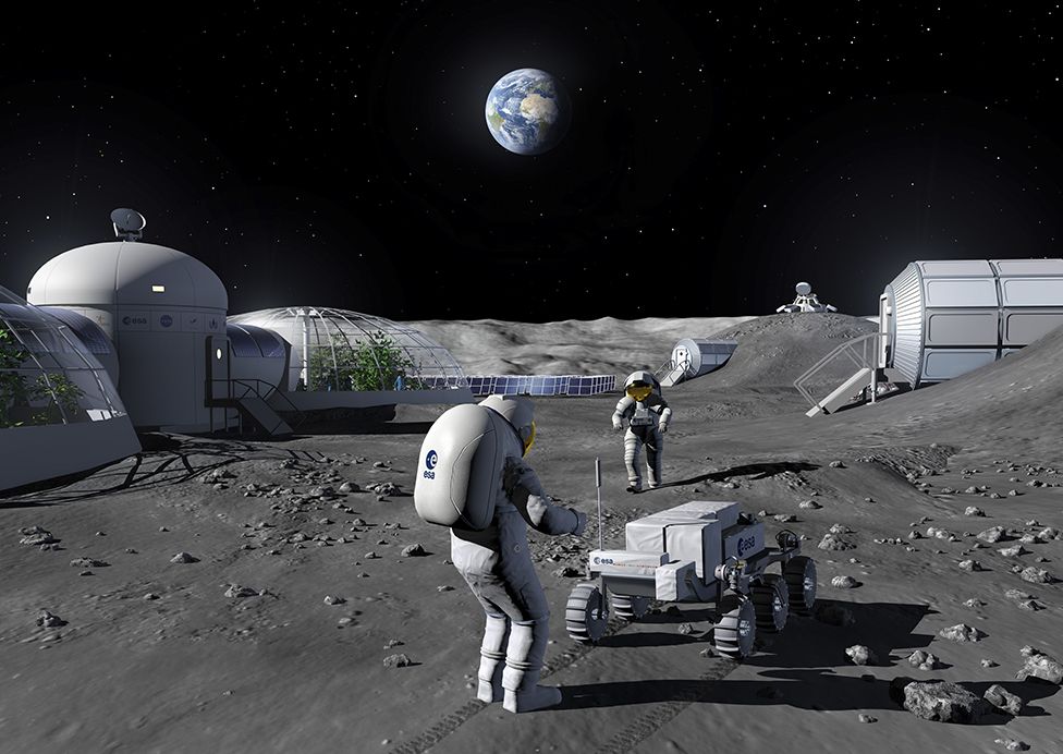 Vorschaubild für Datei:118589462 artist impression of prospection activities in a moon base.jpg